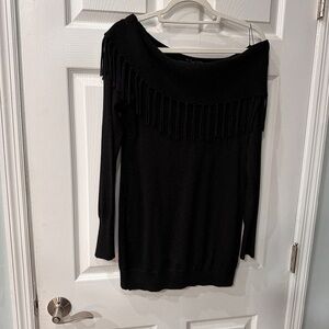 White House Black Market Black Off-the-Shoulder Knit Sweater